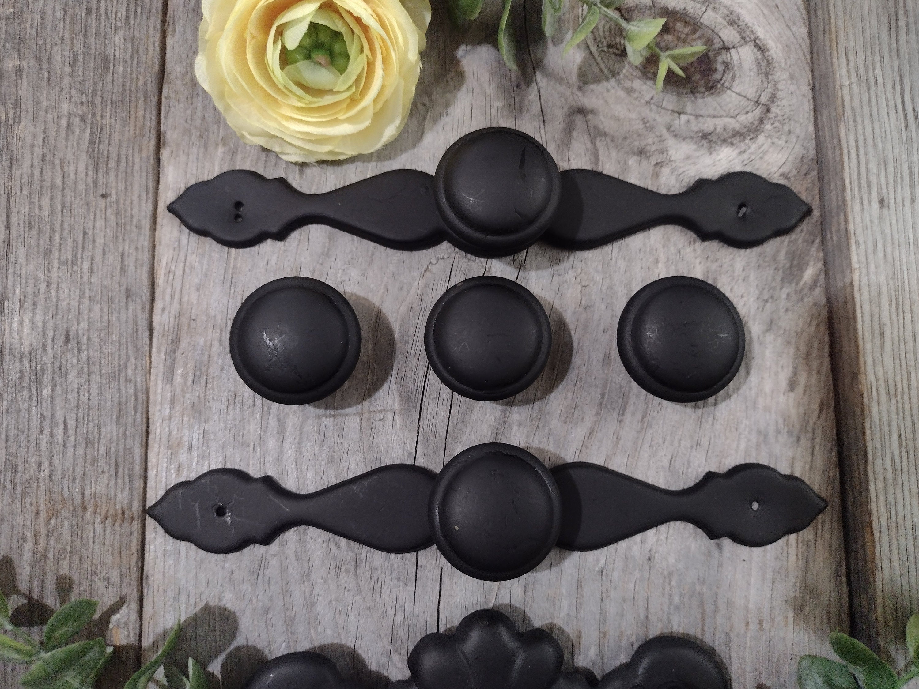 Set of 7 Black Farmhouse Drawer Pulls & Knobsreplacement Hardware