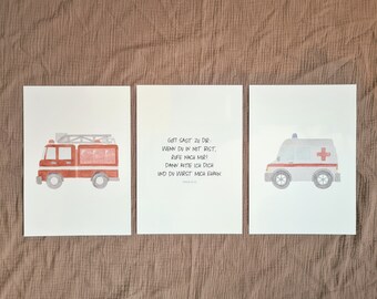 SET OF 3 POSTERS "Vehicles" (DIN A4)