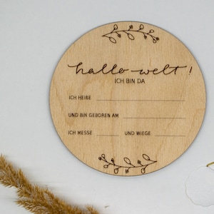 GEBURTSTAFEL "Hallo Welt" zum Selbstbeschriften