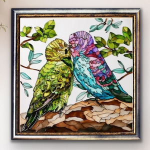 Papagei Malerei Glasmalerei Papagei Wandkunst Glasmalerei Papagei Wanddekoration