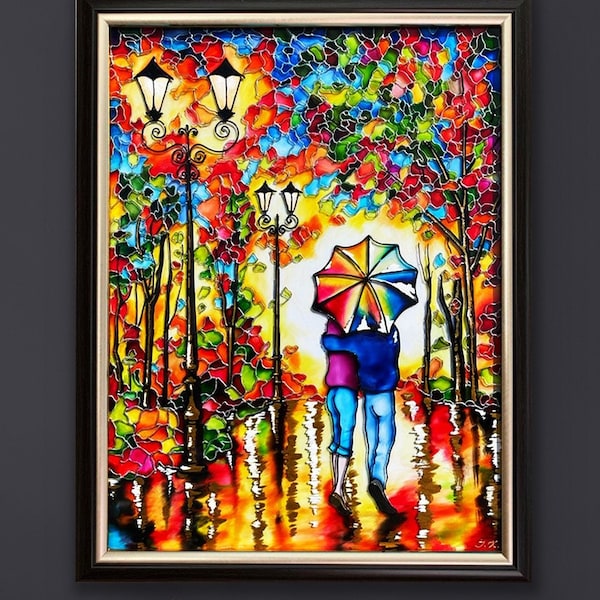 Couple Park Painting Etsy