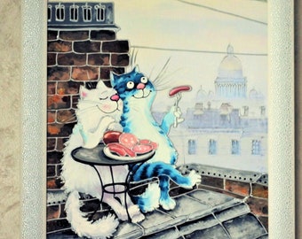 面白い猫のアートステンドグラスの絵画猫の壁アートガラスのオリジナル絵画額入り壁アート面白いキッチンの壁の装飾猫好きへの贈り物