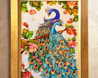 Peacock 2024 glass painting