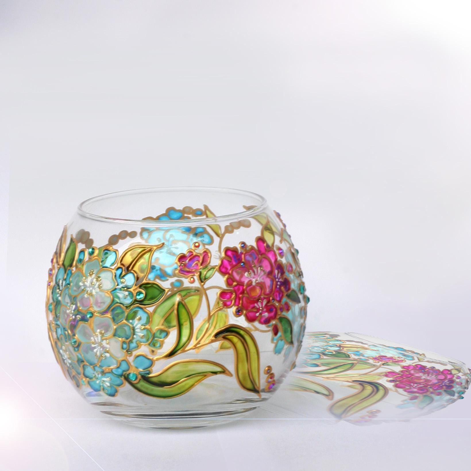 Hydrangea Glass Bowl - Etsy