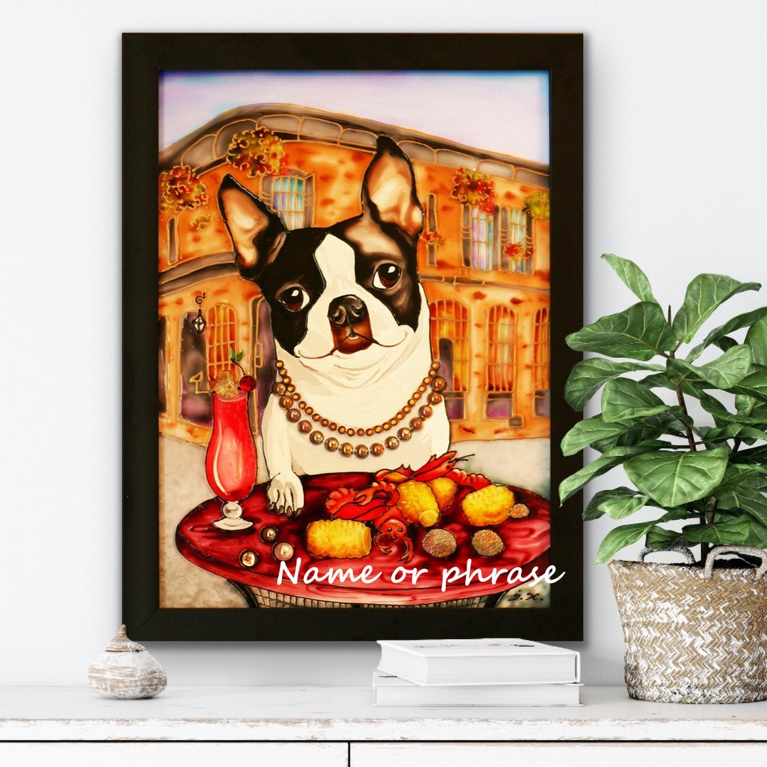 French Bulldog Art Personalized Dog Painting in Stained Glass Style