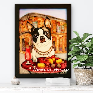 French bulldog art Personalized dog painting in stained glass style Frenchie portrait Frenchie lover gift Frenchie bulldog wall art
