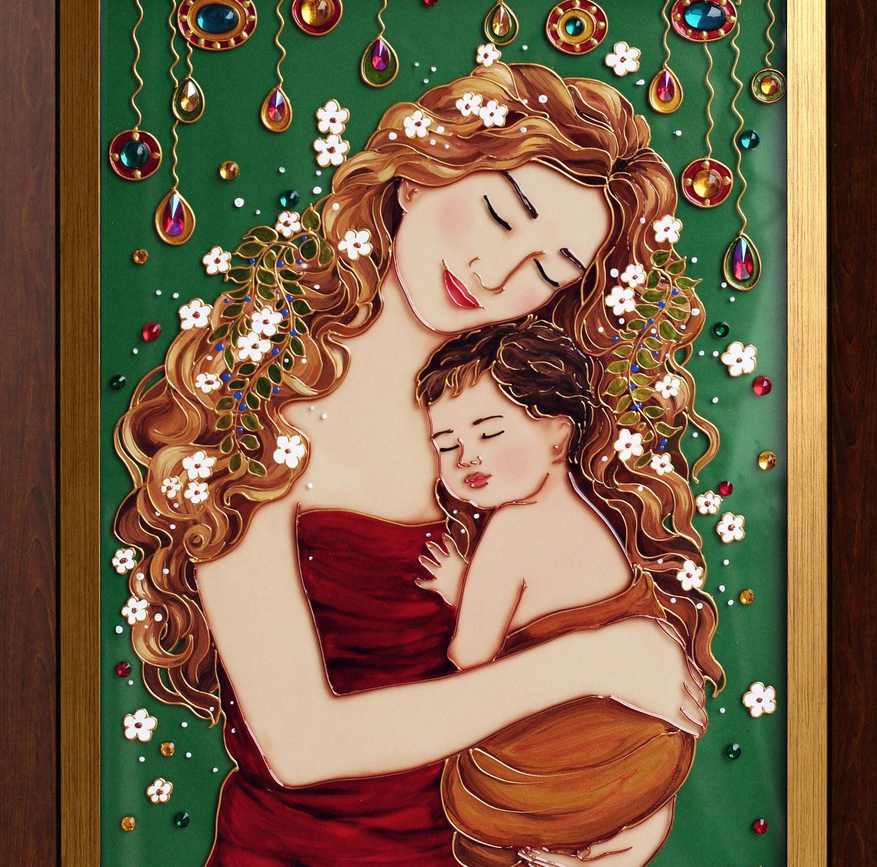 ステンドグラス風花瓶の絵画 約50cm ステンドグラス風花瓶の絵画 約50cm （品多く ステンドグラス風