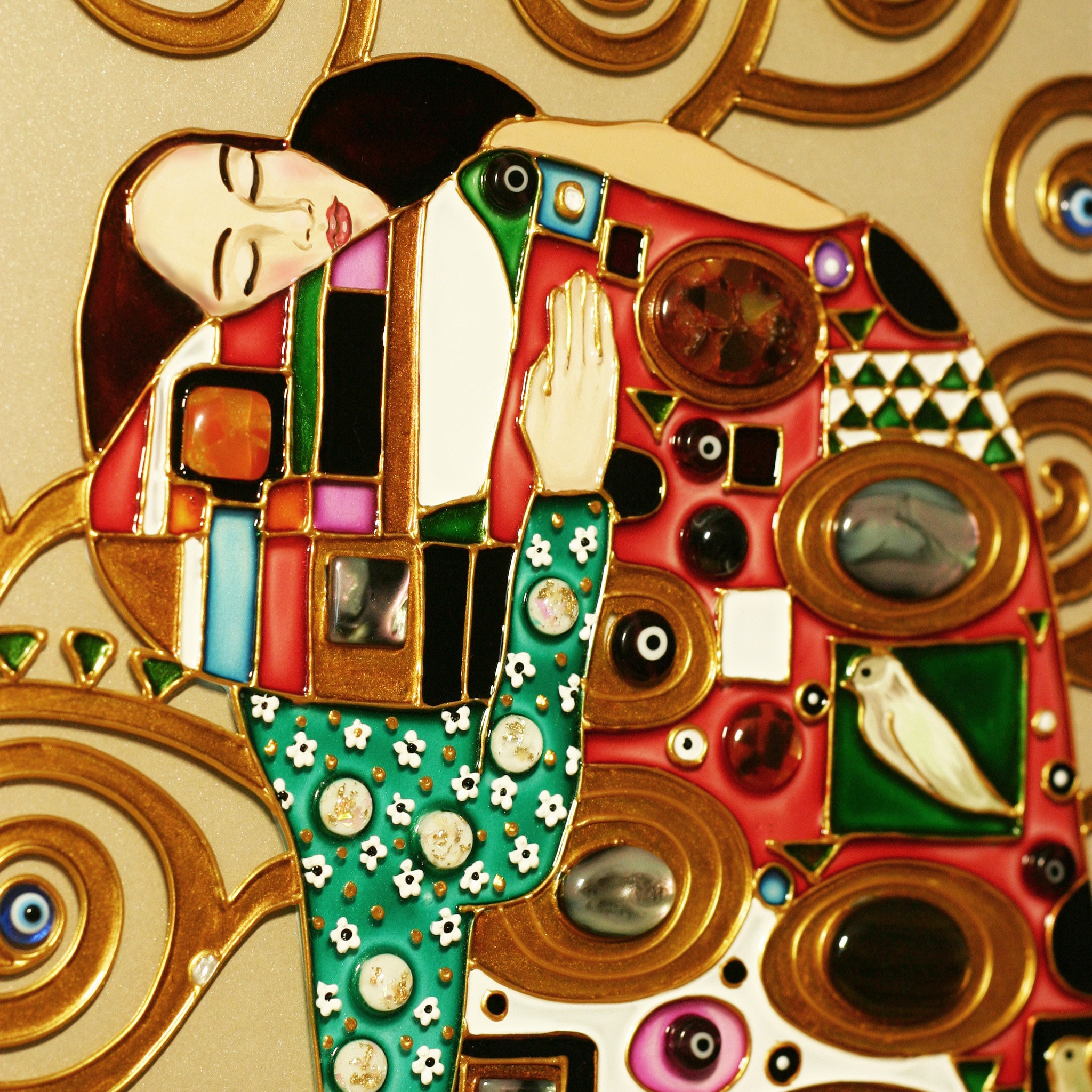 Embrace Gustav Klimt Stained Glass Painting Original