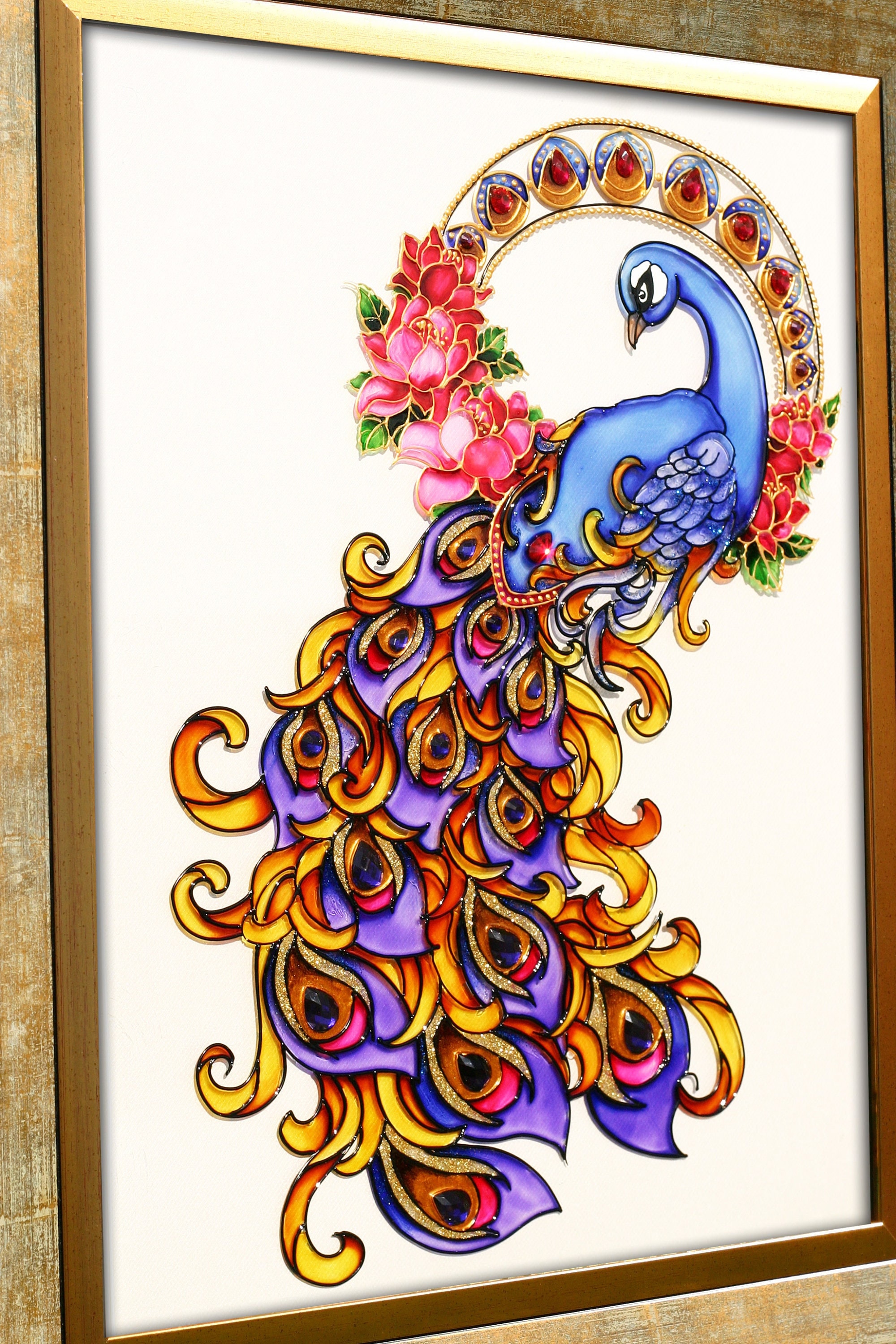 Peacock glass painting deals