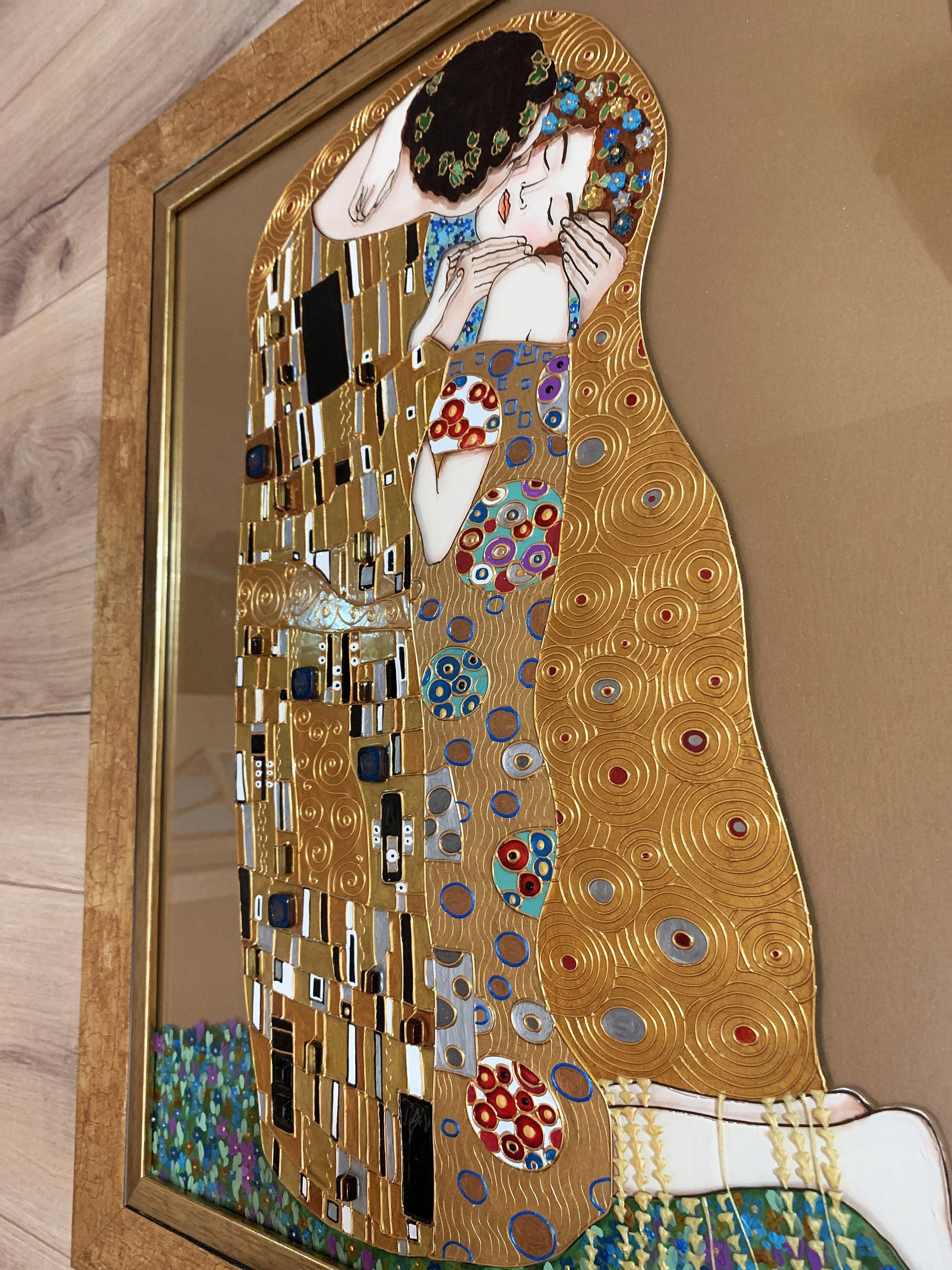 接吻 グスタフ・クリムト ステンドグラス 接吻の絵画 ガラスの壁