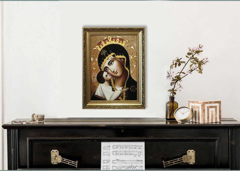 Mary and Child Jesus Stained Glass Painting Virgin Mary Wall Art Jesus ...