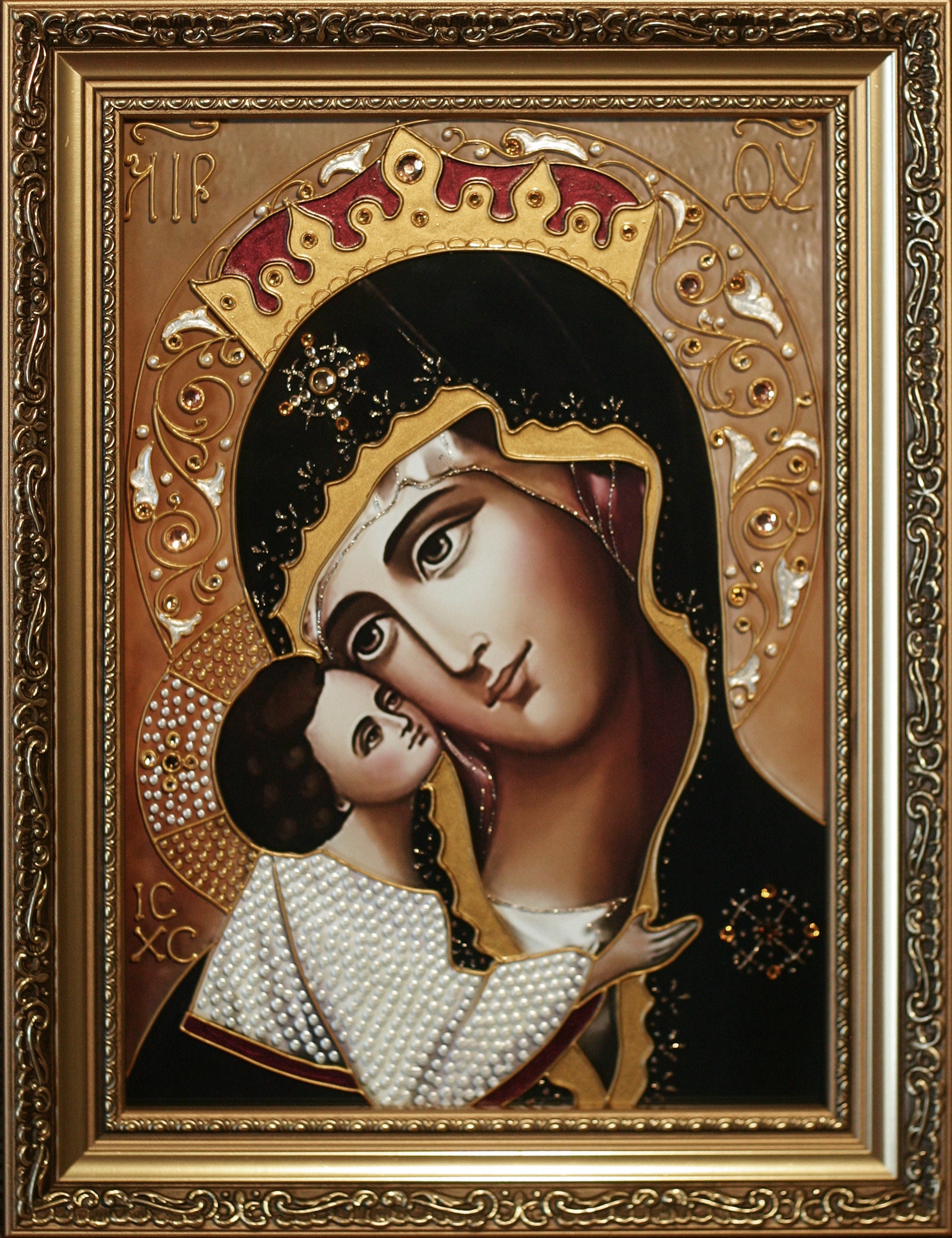 Mary and Child Jesus Stained Glass Painting Virgin Mary Wall Art Jesus ...