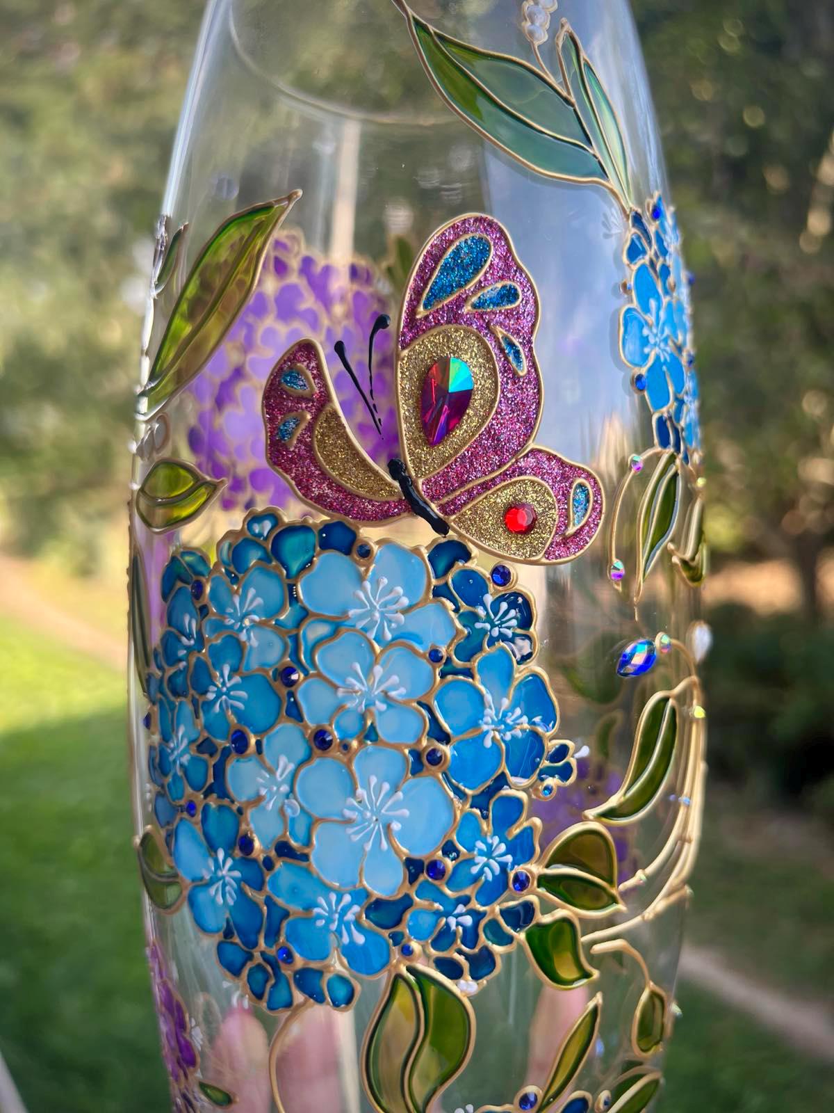 Vaso colorato, grande vaso decorativo in vetro di cristallo