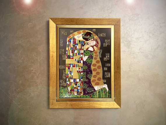 Gustav Klimt the Kiss Custom Painting Stained Glass Painting