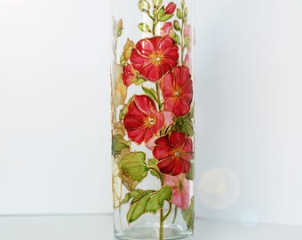 赤いガラス花瓶 花模様 約10cm 赤いガラス花瓶 花模様 約10cm Vintage