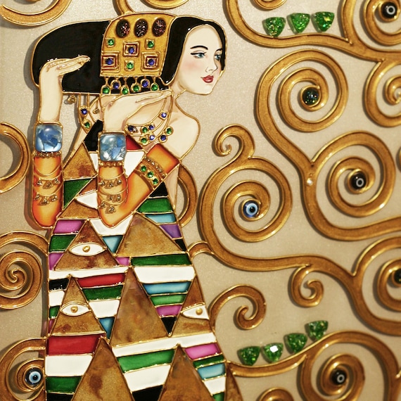 Gustav Klimt Expectation 額装アート Gustav Klimt Expectation (tree of Life) Stained Glass Painting