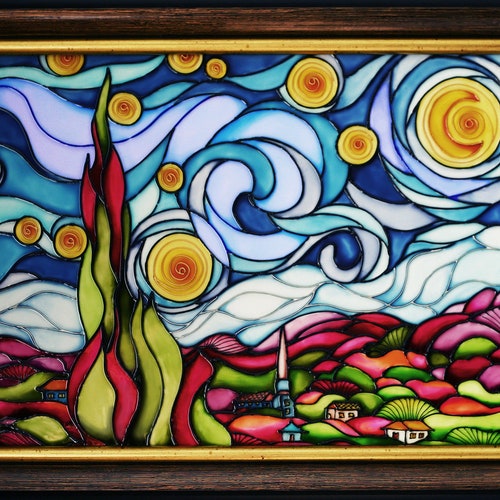 Starry Night Van Gogh in Stained Glass Etsy