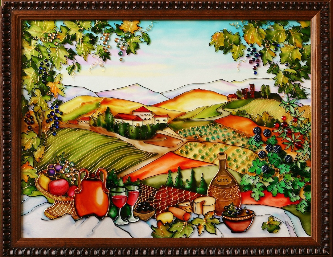 Stained Glass Painting Landscape Mountain Painting Mountain Wall Art