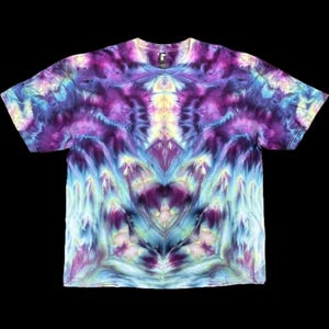 2XL Cosmic Prism Ice Dyed Tie Dye T-Shirt in Purple, Green, Yellow and Blue - Purple Twighlight by Dyespin and Moose! by Dharma Trading Co