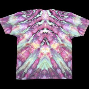 3XL Rolled Ice Dyed Tie Dye Shirt in Purple, Green, Orange and Blue - Dusty Purple by Pro Chem, Blue Grey by Dharma and Pillars by Grateful