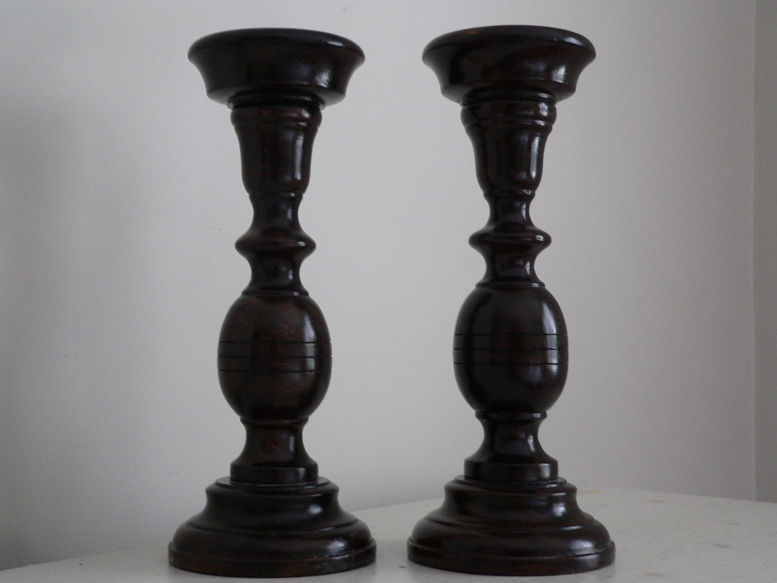 Vintage Wood Candle Holders Pair of Wood Candle Holders Etsy