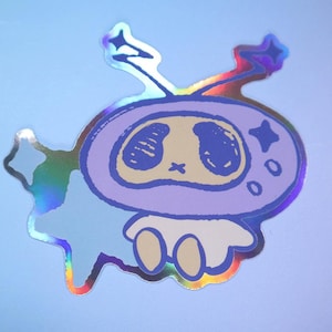 y2k tv head sticker kawaii mascot holographic lil guy blorbo skrunkle iridescent nostalgic kidcore cute vectorheart frutiger aero webcore