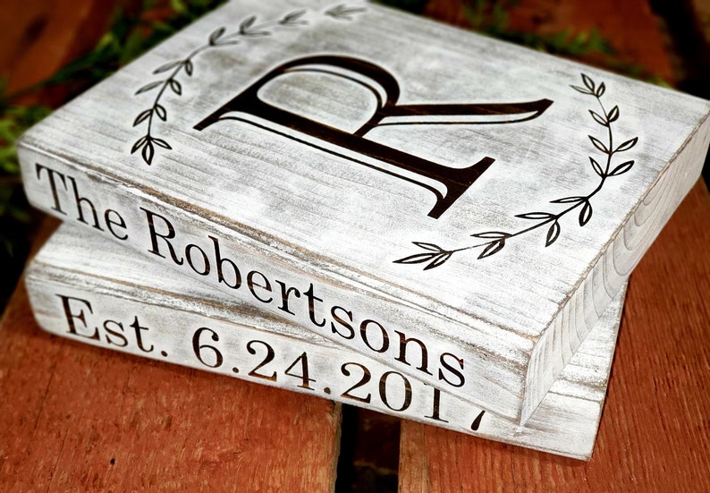Wood Stacked Books Faux Stamped Books Decorative Book Etsy