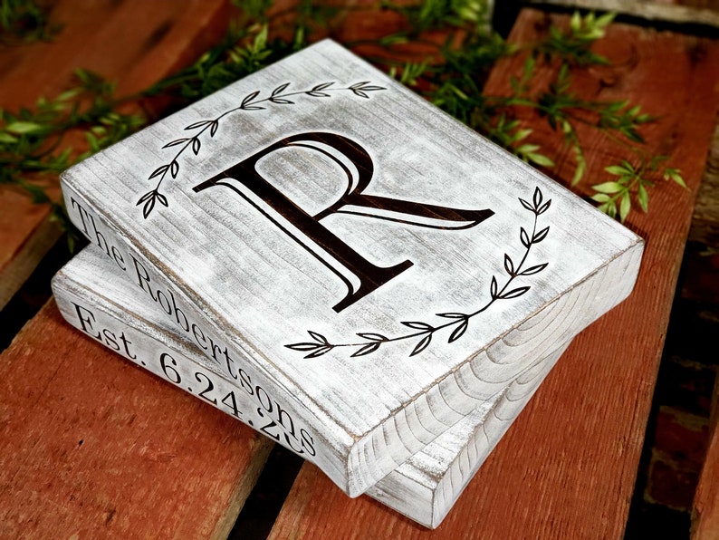 Wood Stacked Books Faux Stamped Books Decorative Book Etsy