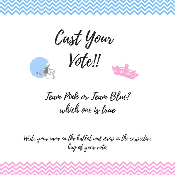 Cast Your Vote Gender Reveal Sign with Bonus Baby Name Game Bundle, Gender Reveal Signs, Girl or Boy, Pink or Blue