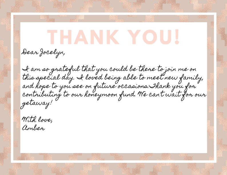 Thank You Card Custom Personalized Printable Written Message Etsy