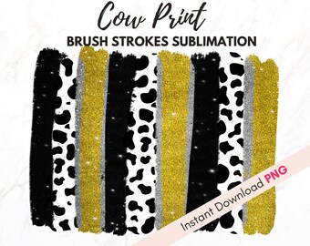 Pinceladas de vaca Sublimación Fondo PNG, Brillo dorado, Descarga digital instantánea