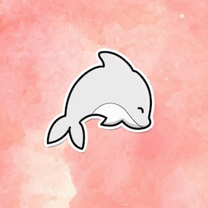 Entzückender Kawaii Grauer Delfin-Vinyl-Aufkleber - langlebiger gestanzter Aufkleber für Laptops, Telefone und mehr