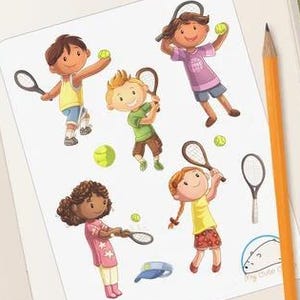 Liebenswerte Tennisspieler Aufkleber: Planer Dekoration, Scrapbook Zubehör für Sport Enthusiasten & Journal Liebhaber
