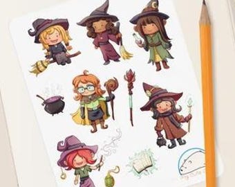 Enchanting Witch Sticker Set: Adorable Planner Decals for Journals, Scrapbooks & Magical Crafting