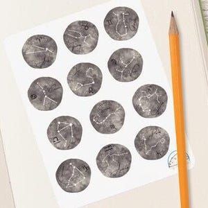 Aquarel sterrenbeelden en sterrenbeeldstickers - planneraccessoires voor liefhebbers van astrologie - uniek plakboek en ambachtelijke versieringen