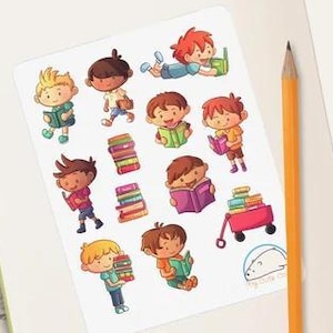 Charming Boys Reading Stickers: Decorate Planners, Journals & Scrapbooks with Cute Character Decals