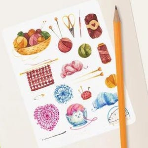Strick- und Häkelaufkleber - Perfekt für Planer, Tagebücher und Journals - Bezaubernde Aufkleber für Scrapbooking, Organisation und Basteln