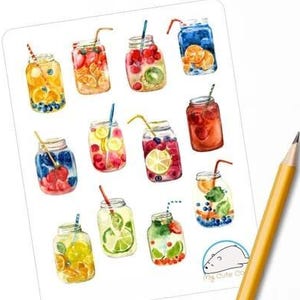 Autocollants pour boissons fruitées, parfaits pour l'agenda, un journal et des albums de coupures, autocollants pour embellissement, accessoires artisanaux pour travaux manuels créatifs