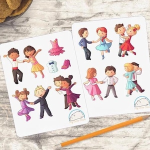 Stickers de danse de salon élégantes : icônes de personnages mignons pour agenda, journal, scrapbooking et décoration d'artisanat