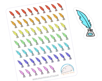 96 pcs QUILL PEN Penmanship Writing Calligraphy Handwriting School Icon Foil Planner Sticker Sheet Write