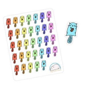 Schattige beverstickers: vinyl- en papieren stickers voor planners, tijdschriften en knutselwerkjes