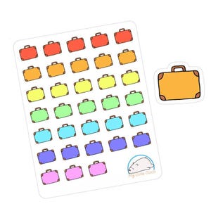 Bunte Koffer Aufkleber - Handgefertigte Reise Aufkleber für Journals, Tagebücher, Planer und Kunsthandwerk - Perfekt für Scrapbooking und Organisieren