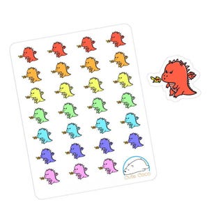 Grillige handgetekende drakenstickers voor planners, tijdschriften, scrapbooking en knutselwerk