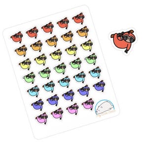 Cute Sloth Stickers - Adorable Animal Decals for Planners, Journals, Organizers, and Scrapbooks - White Paper & Transparent Vinyl Options