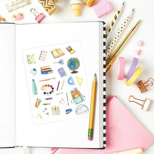 Vibrant Watercolor Stickers: School, Planner and Journal Embellishments for Creative Organization & Scrapbooking