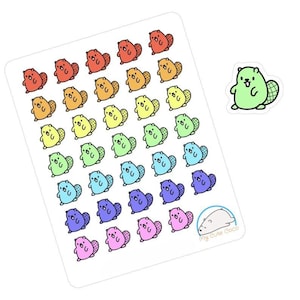 Cute Beaver Stickers - Perfect for Decorating Planners, Journals, and Scrapbooks - Colorful Animal Decals for Creative Projects