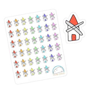 Handgetekende windmolenstickers - regenboog planner en dagboekdecor van Viviane - schattige briefpapierbenodigdheden voor scrapbooking en organiseren