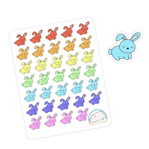 Cute Bunny Stickers for Planners, Journals and Scrapbooks - Colorful Rabbit Decals for Organizing & Crafts