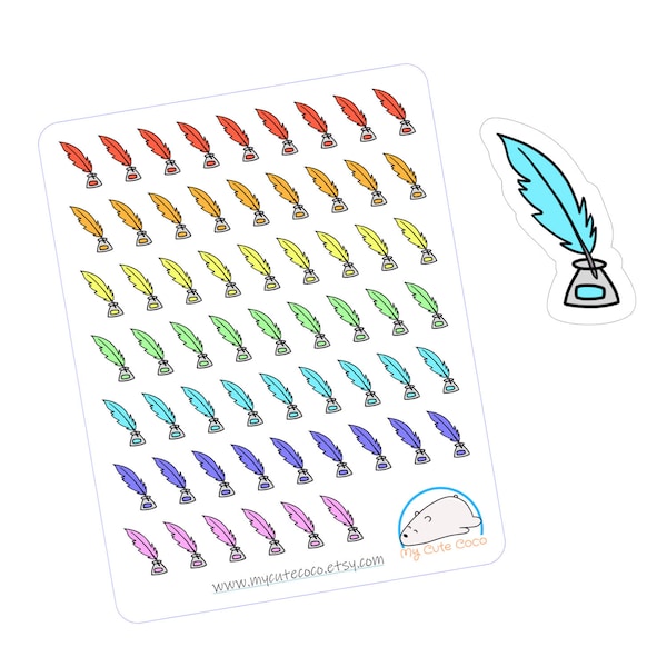 Quill Pen Stickers - Ideal for Journals, Planners, and Writing Enthusiasts - Quill and Ink Bottle Designs for Scrapbooking and Crafting