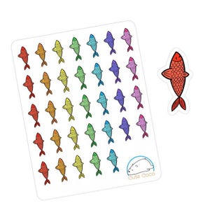Adorable Kawaii Fish Stickers: Hand-Drawn Icons for Planners, Journals & Scrapbooks - Cute Designs by Athina